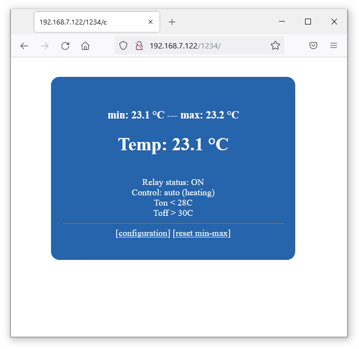 IP Temperature Controller web interface