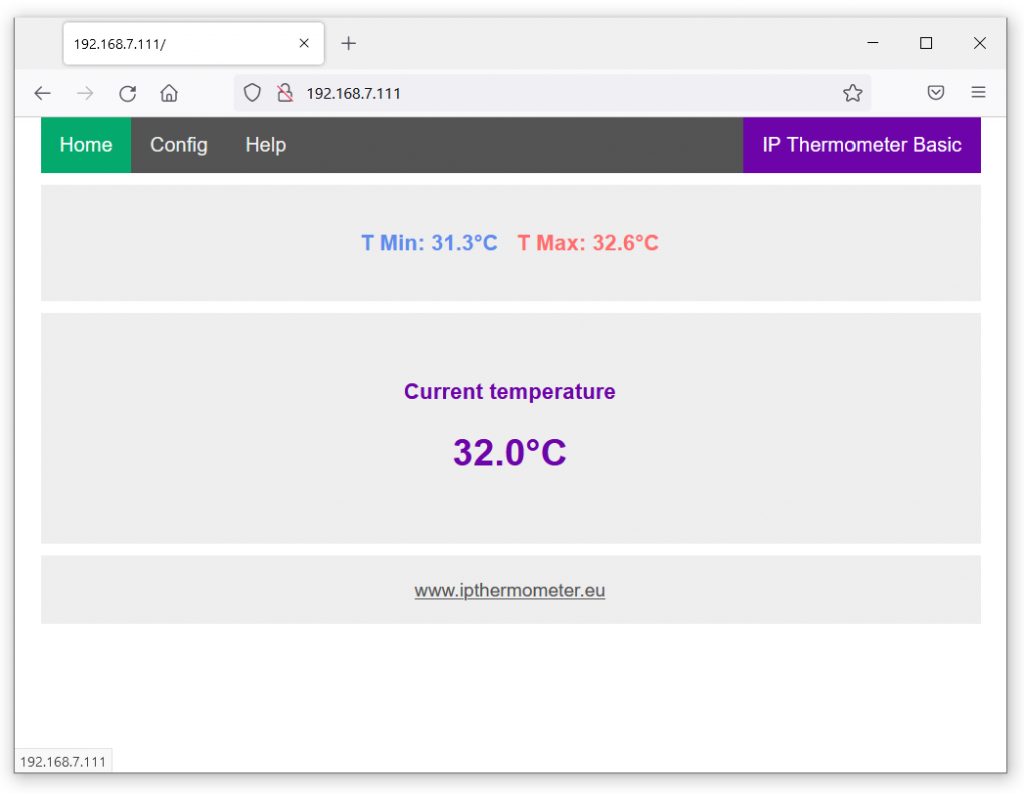 IP Thermometer Basic web interface